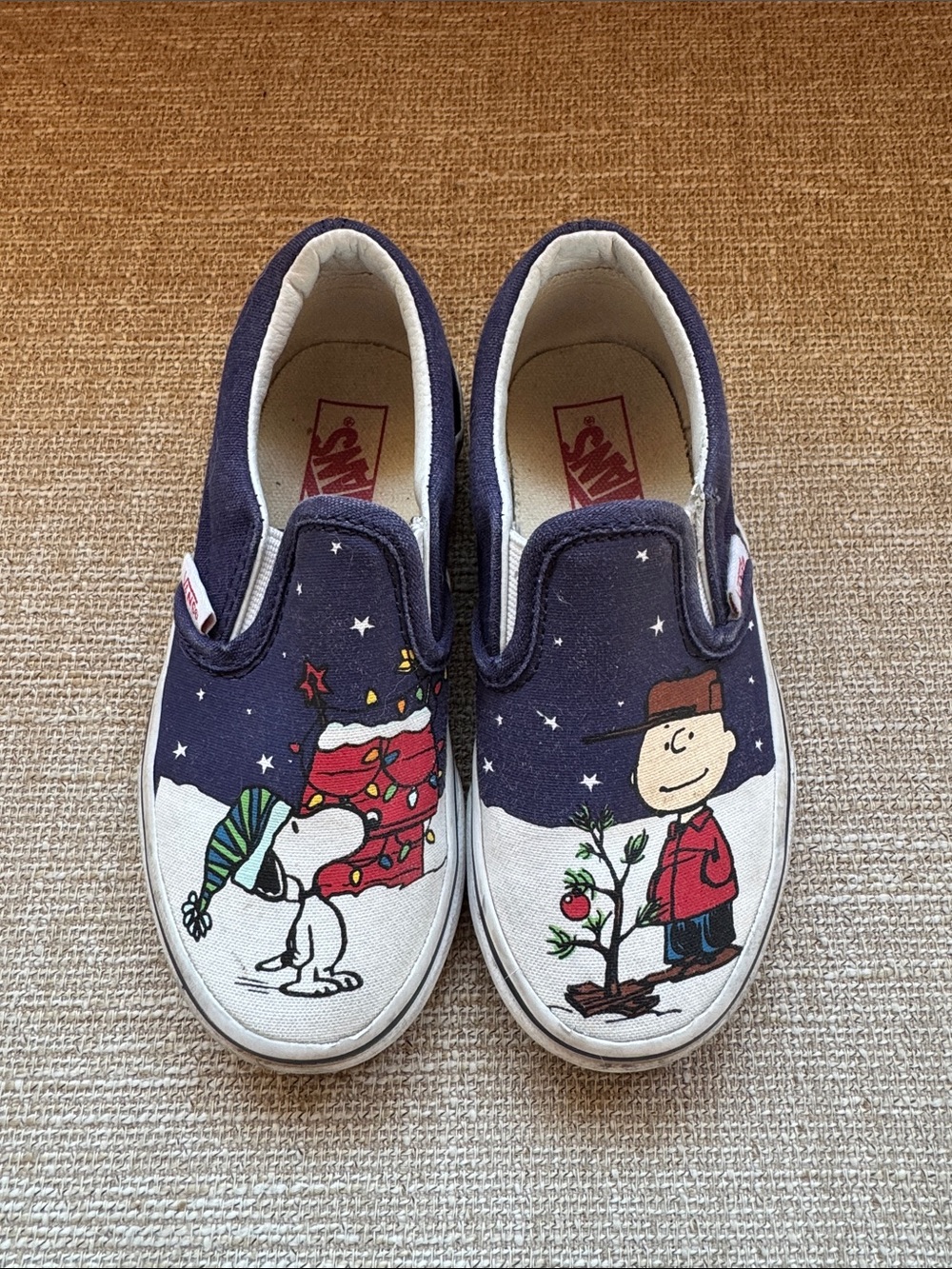 Vans Peanuts Christmas Kids Slip-On Sneakers Snoopy Charlie Brown
